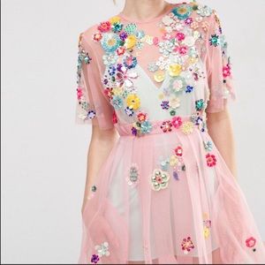 ASOS SALON 3D Floral Embellished Midi Dress